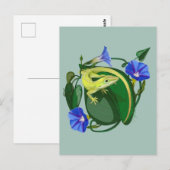 Carte Postale Anolis vert avec Ipomée (Devant / Derrière)