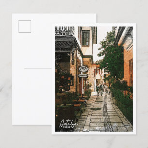 Carte Postale Antalya Turquie couleur crayon ville paysage