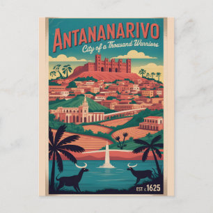Carte Postale Antananarivo Madagascar Affiche de Voyage Rétro