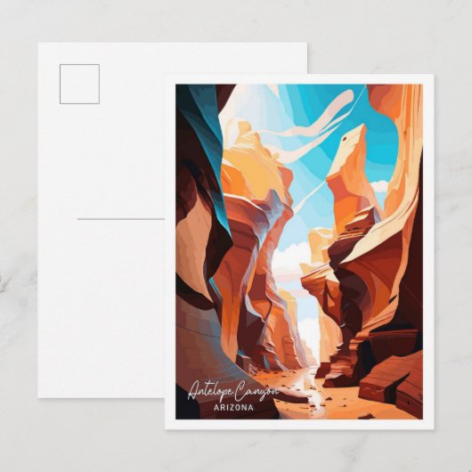 Carte Postale Antelope Canyon Arizona Illustration de voyage (Devant / Derrière)