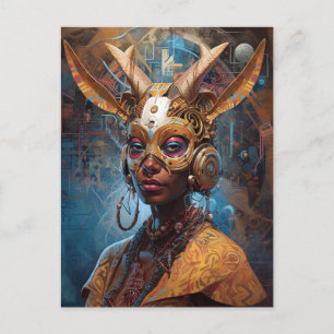 Carte Postale Antelope Headdress Science Fiction Cyberpunk