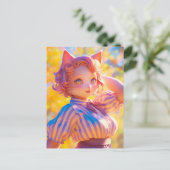 Carte Postale Anthro chat mignon (Debout devant)