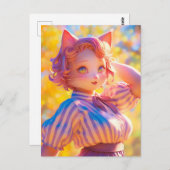 Carte Postale Anthro chat mignon (Devant / Derrière)