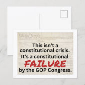 Carte Postale Anti-Trump GOP Constitutional Failure Crisis  (Devant / Derrière)
