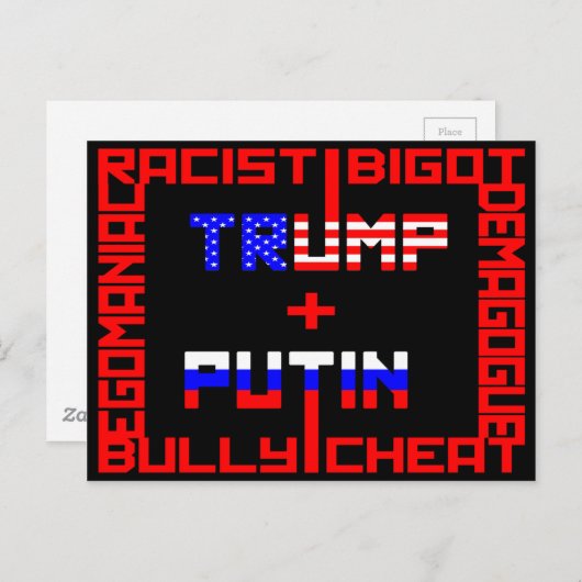 Carte Postale Anti Trump+Poutine (Devant / Derrière)