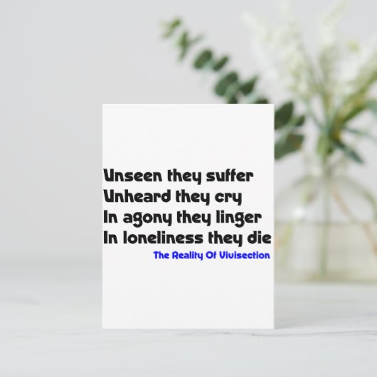 Carte Postale Anti-vivisection (Debout devant)