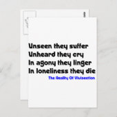 Carte Postale Anti-vivisection (Devant / Derrière)