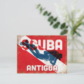 Carte Postale Antigua Scuba Diver - Blue Retro (Debout devant)