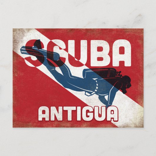 Carte Postale Antigua Scuba Diver - Blue Retro (Devant)