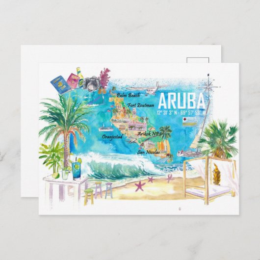 Carte Postale Antilles néerlandaises Aruba île des Caraïbes (Devant / Derrière)