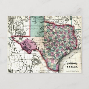 Carte Postale Antiquarian Map of Texas by Schönberg & Co.