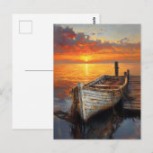 Carte Postale Antique bateaux de pêche filets by the Dock (Devant / Derrière)