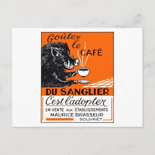 Carte Postale Antique Boar à café belge Publicité (Devant)