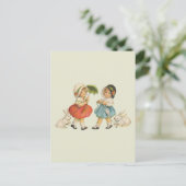 Carte Postale Antique Enfants Rabat Art de Pâques (Debout devant)