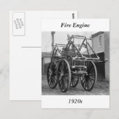 Carte Postale Antique Fire Engine, années 1920 (Devant / Derrière)