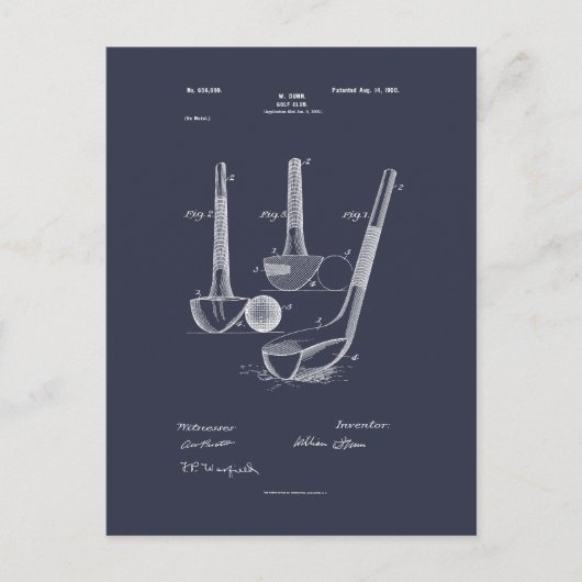 Carte Postale Antique Golf Club 1900, Brevet (Devant)