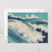 Carte Postale Antique Japonais Bleu Vagues Océan Imprimer (Devant / Derrière)