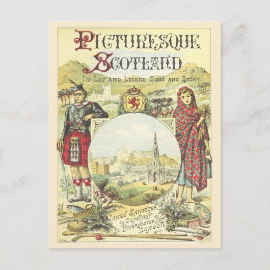 Carte Postale Antique livre couverture pittoresque Ecosse (Devant)