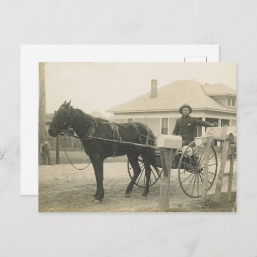 Carte Postale Antique Mail Buggy Postman Livraison de courrier P (Devant / Derrière)