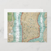 Carte Postale Antique Map of Lower Manhattan and Central Park (Devant / Derrière)