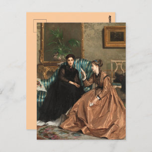Carte Postale Antique Musée Peinture 2 Soeurs Lettre réplique