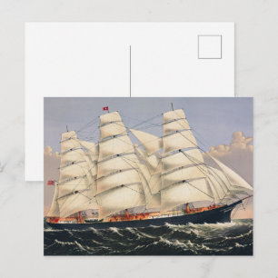 Carte Postale Antique Navire de Navigation à Voile Currier & Ive