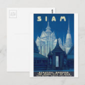 Carte Postale Antique Siam Bangkok Temples Affiche de voyage (Devant / Derrière)