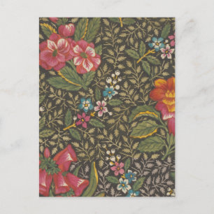 Carte Postale Antique Toile de Jouy motif floral français