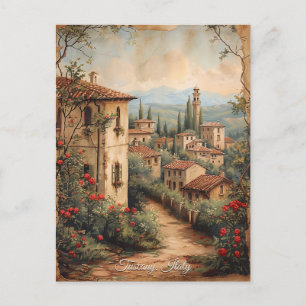 Carte Postale Antique Toscane Romantique Peinture à l'huile Art 