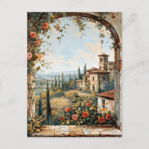 Carte Postale Antique Toscane Romantique Peinture à l'huile Art 