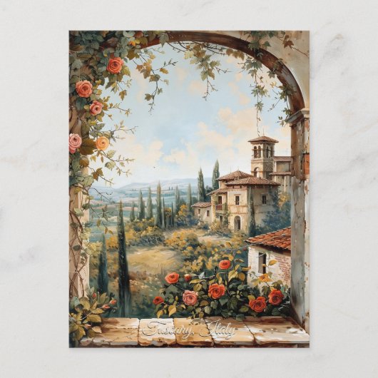 Carte Postale Antique Toscane Romantique Peinture à l'huile Art  (Devant)