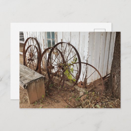 Carte Postale Antique Wagon Wheels (Devant / Derrière)