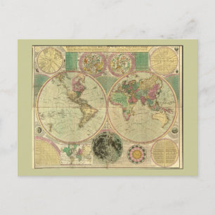 Carte Postale Antique World Map by Carington Bowles, environ 178