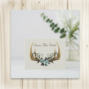 Carte Postale Antlers et Roses Enregistrer la date