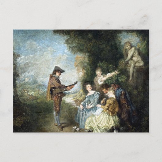 Carte Postale Antoine Watteau La leçon d'amour (Devant)