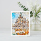 Carte Postale Antwerpen Belgique Travel Place Aquarelle (Debout devant)