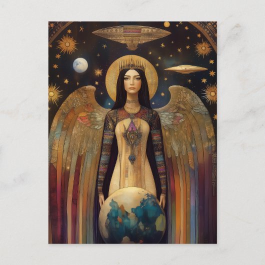 Carte Postale Anunnaki Star Goddess Ishtar Abstrait Surreal Art (Devant)