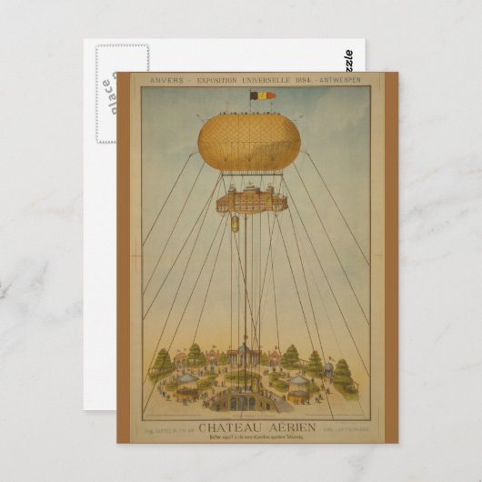 Carte Postale Anvers Expo 1894 Air Castle Balloon (Devant / Derrière)