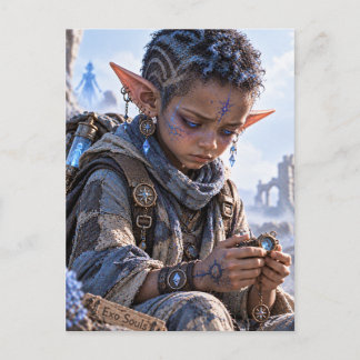 Carte Postale Anxiété / Petit Observateur / Bleu Poussiéreux