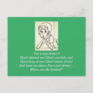 Carte Postale Anxiety Stress femme dessin animé vert