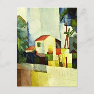 Carte Postale Août Macke art : Maison lumineuse
