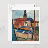 Carte Postale Août Macke - Bonn Maisons et Chimney 1911 Huile (Devant / Derrière)