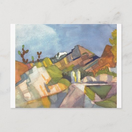 Carte Postale Août Macke - Paysage rocheux 1914 Aquarelle (Devant)