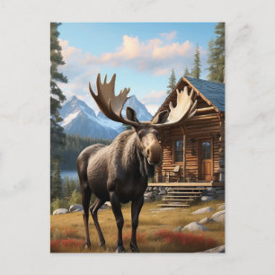 Carte Postale *~* AP49 MOOSE Stream Nature Cabine Forest