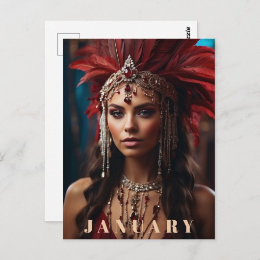 Carte Postale *~* AP53 Boho JANVIER Coiffure GARNET (Devant / Derrière)