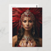 Carte Postale *~ AP53 Boho JULY Goddess ANNIVERSAIRE RUBY (Devant / Derrière)