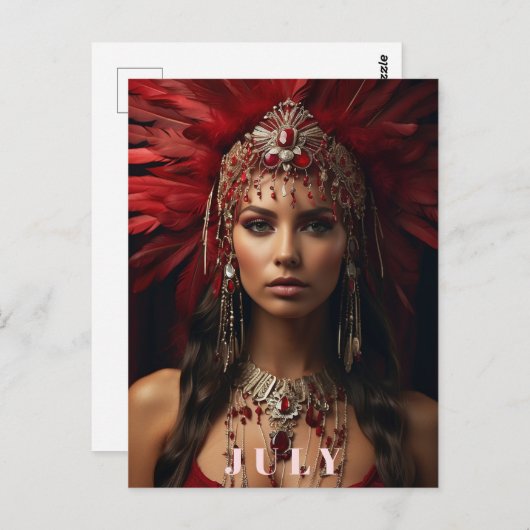 Carte Postale *~ AP53 Boho JULY Goddess ANNIVERSAIRE RUBY (Devant / Derrière)