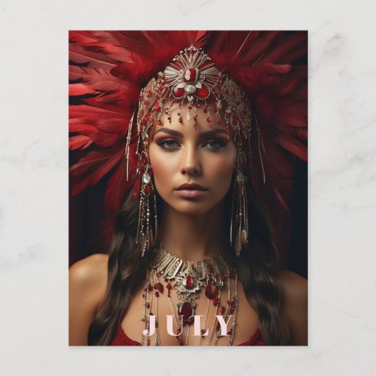 Carte Postale *~ AP53 Boho JULY Goddess ANNIVERSAIRE RUBY (Devant)
