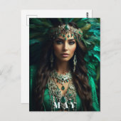 Carte Postale *~ AP53 MAI Déesse ANNIVERSAIRE Emerald Boho (Devant / Derrière)