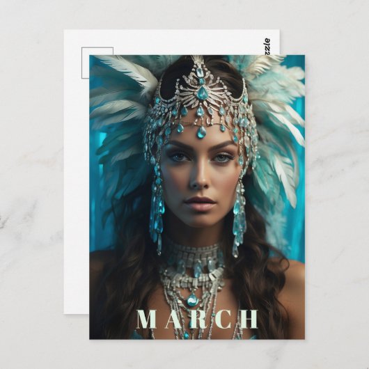 Carte Postale *~* Ap53 MARS Boho AQUAMARINE Tête (Devant / Derrière)